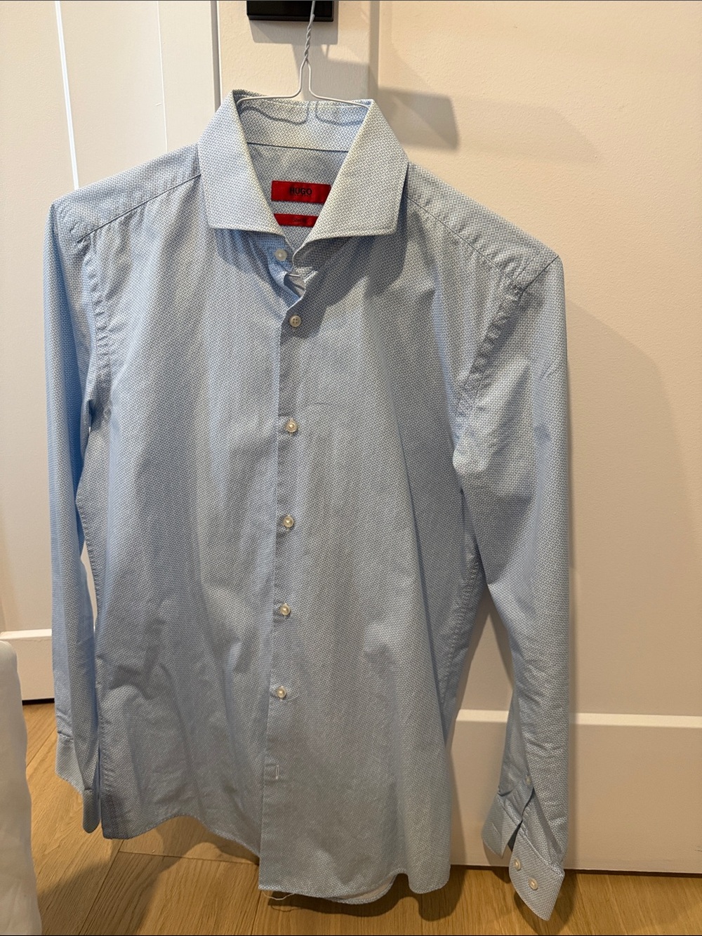 Hugo Boss Light Blue Micro-Pattern Dress Shirt